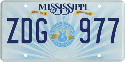 MS license plate ZDG977