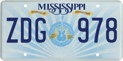 MS license plate ZDG978