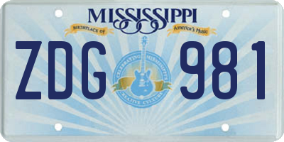 MS license plate ZDG981