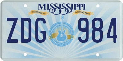 MS license plate ZDG984