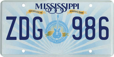 MS license plate ZDG986