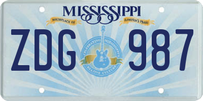 MS license plate ZDG987