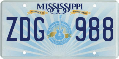 MS license plate ZDG988