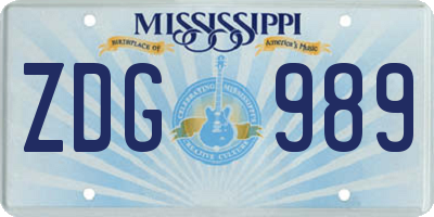 MS license plate ZDG989