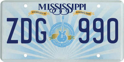 MS license plate ZDG990