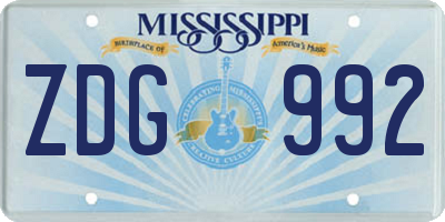 MS license plate ZDG992