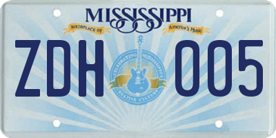 MS license plate ZDH005