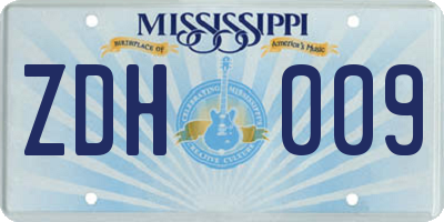 MS license plate ZDH009