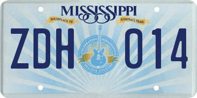 MS license plate ZDH014