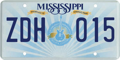 MS license plate ZDH015