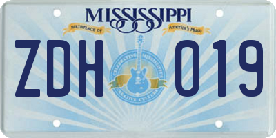 MS license plate ZDH019