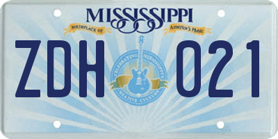MS license plate ZDH021