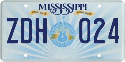 MS license plate ZDH024