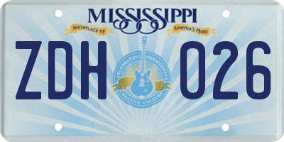 MS license plate ZDH026