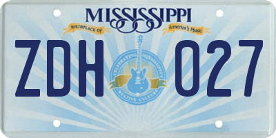 MS license plate ZDH027