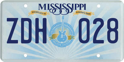 MS license plate ZDH028
