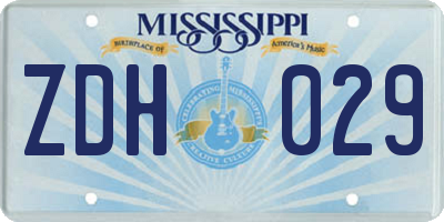 MS license plate ZDH029
