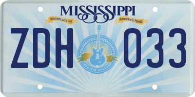 MS license plate ZDH033