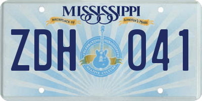 MS license plate ZDH041