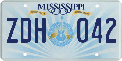 MS license plate ZDH042