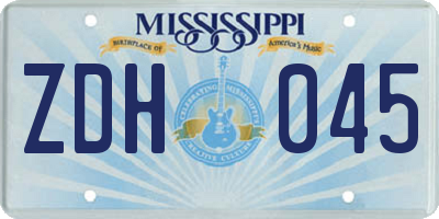 MS license plate ZDH045