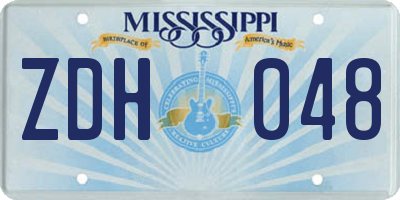 MS license plate ZDH048