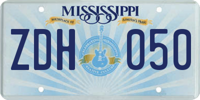 MS license plate ZDH050