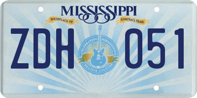 MS license plate ZDH051