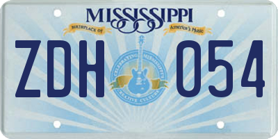 MS license plate ZDH054
