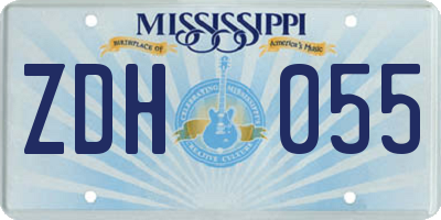 MS license plate ZDH055