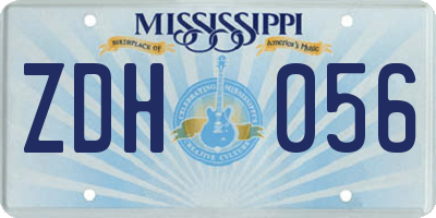 MS license plate ZDH056