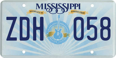 MS license plate ZDH058