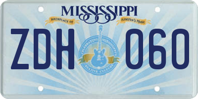 MS license plate ZDH060