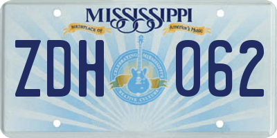 MS license plate ZDH062