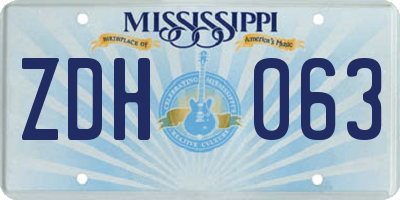 MS license plate ZDH063
