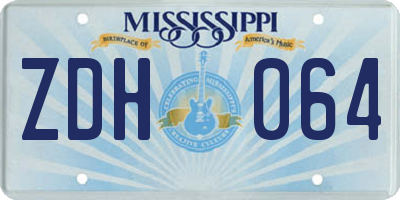 MS license plate ZDH064
