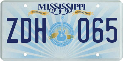 MS license plate ZDH065
