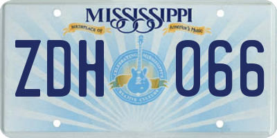 MS license plate ZDH066