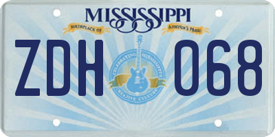 MS license plate ZDH068