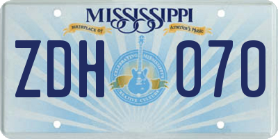 MS license plate ZDH070