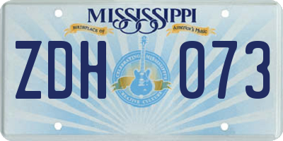 MS license plate ZDH073