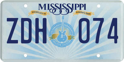 MS license plate ZDH074