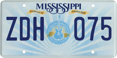 MS license plate ZDH075