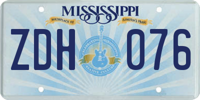 MS license plate ZDH076
