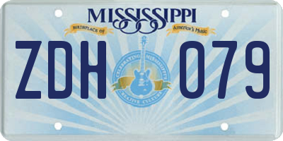 MS license plate ZDH079