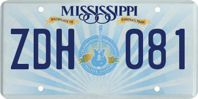 MS license plate ZDH081