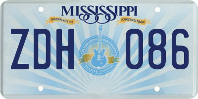 MS license plate ZDH086