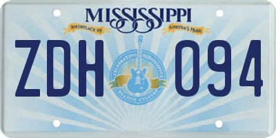 MS license plate ZDH094