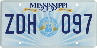 MS license plate ZDH097
