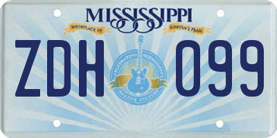 MS license plate ZDH099